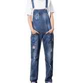 Ripped blue women denim dungaree